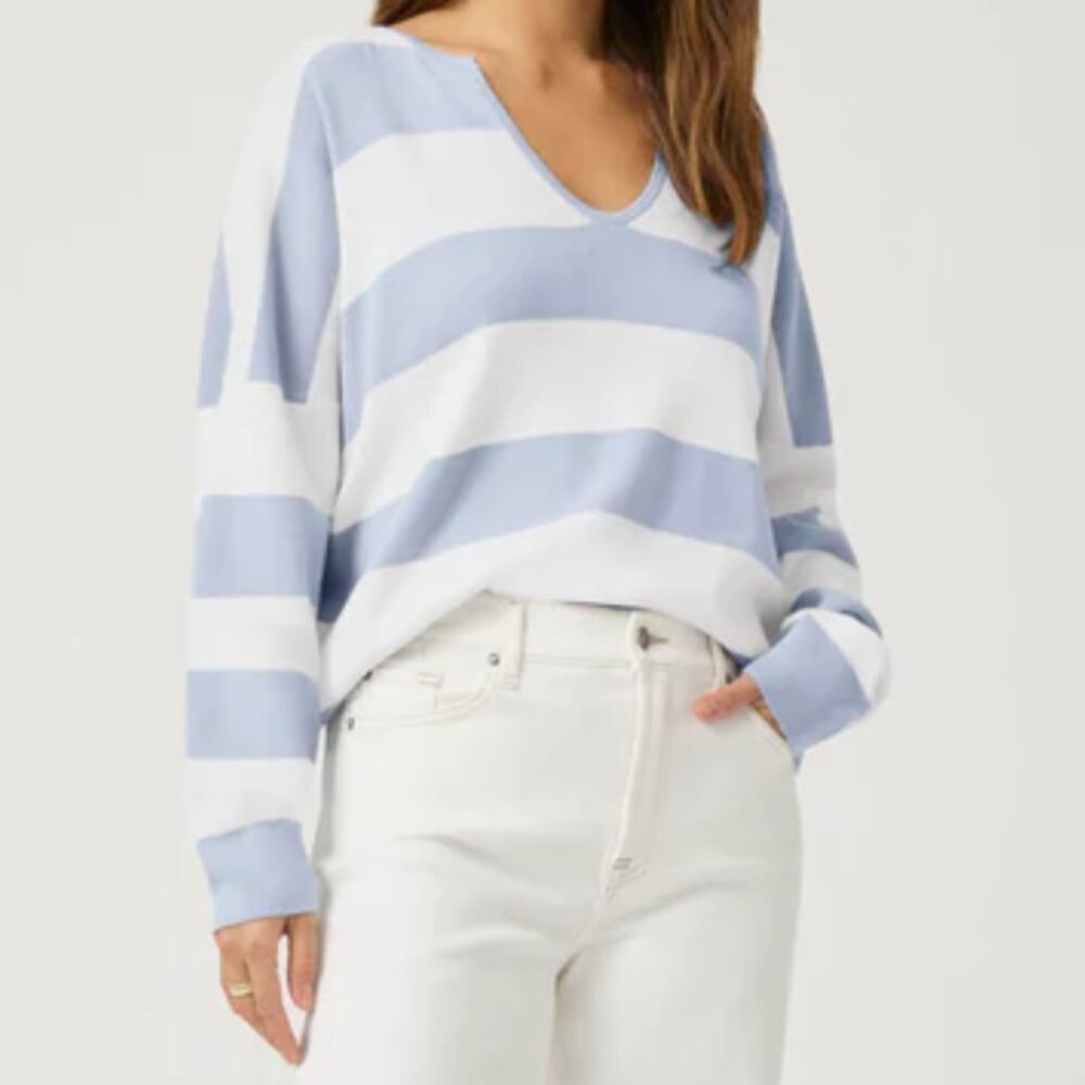 SPLENDID Veronica Stripe Sweater Sz XL in White/Seaport - BNWT!!!